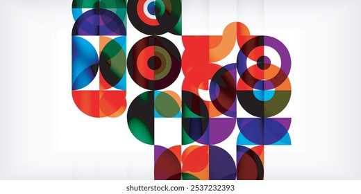 Minimal geometric abstract background. Circle square and triangle design. Trendy techno business template for wallpaper, banner, background or landing