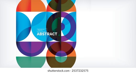 Minimal geometric abstract background. Circle square and triangle design. Trendy techno business template for wallpaper, banner, background or landing
