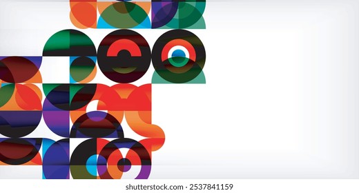 Fondo abstracto geométrico mínimo. Diseño cuadrado y triángulo de círculo. Plantilla de negocios techno de moda para Fondo de pantalla, Anuncio, fondo o aterrizaje