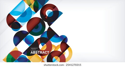 Minimal geometric abstract background. Circle square and triangle design. Trendy techno business template for wallpaper, banner, background or landing