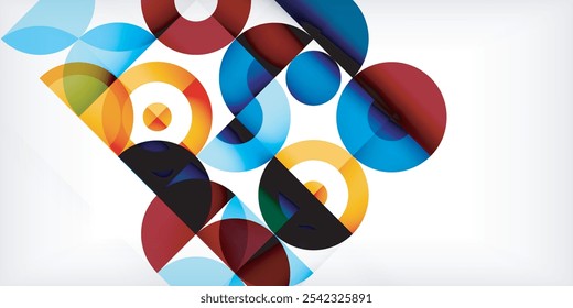 Minimal geometric abstract background. Circle square and triangle design. Trendy techno business template for wallpaper, banner, background or landing