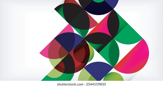 Minimal geometric abstract background. Circle square and triangle design. Trendy techno business template for wallpaper, banner, background or landing