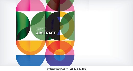 Minimal geometric abstract background. Circle square and triangle design. Trendy techno business template for wallpaper, banner, background or landing