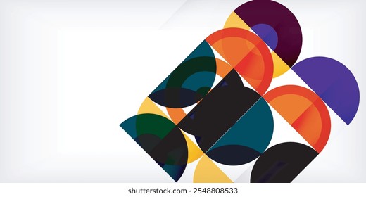 Minimal geometric abstract background. Circle square and triangle design. Trendy techno business template for wallpaper, banner, background or landing