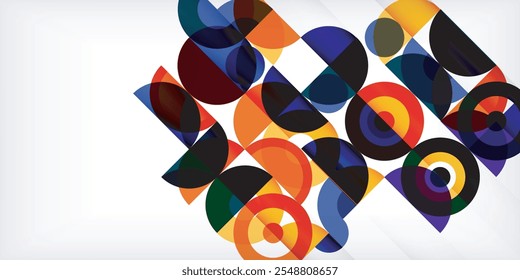 Minimal geometric abstract background. Circle square and triangle design. Trendy techno business template for wallpaper, banner, background or landing