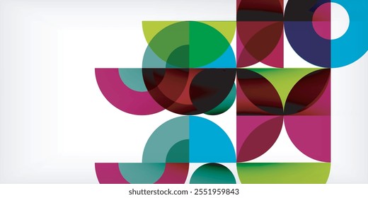 Minimal geometric abstract background. Circle square and triangle design. Trendy techno business template for wallpaper, banner, background or landing