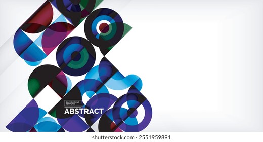 Minimal geometric abstract background. Circle square and triangle design. Trendy techno business template for wallpaper, banner, background or landing