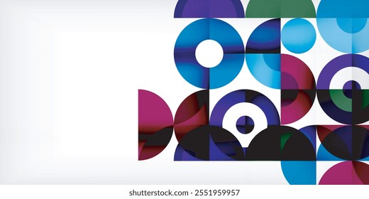 Minimal geometric abstract background. Circle square and triangle design. Trendy techno business template for wallpaper, banner, background or landing