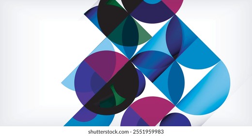 Minimal geometric abstract background. Circle square and triangle design. Trendy techno business template for wallpaper, banner, background or landing