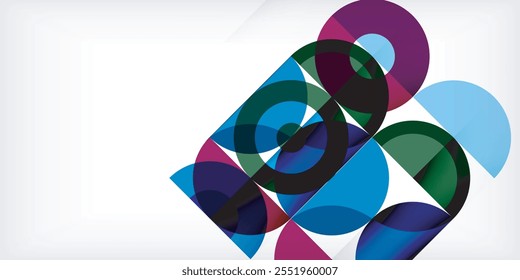 Minimal geometric abstract background. Circle square and triangle design. Trendy techno business template for wallpaper, banner, background or landing