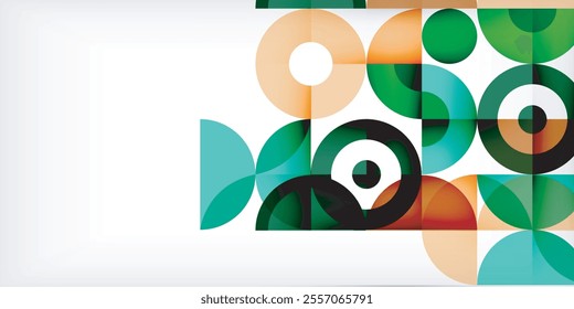 Minimal geometric abstract background. Circle square and triangle design. Trendy techno business template for wallpaper, banner, background or landing