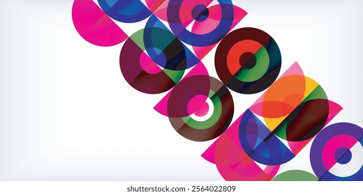 Minimal geometric abstract background. Circle square and triangle design. Trendy techno business template for wallpaper, banner, background or landing