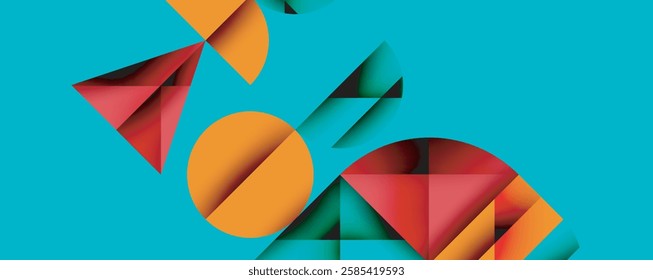 Minimal geometric abstract background. Circle square and triangle design