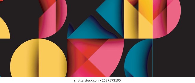 Minimal geometric abstract background. Circle square and triangle design