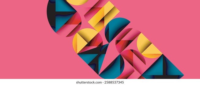 Minimal geometric abstract background. Circle square and triangle design