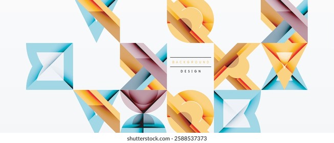 Minimal geometric abstract background. Circle square and triangle design