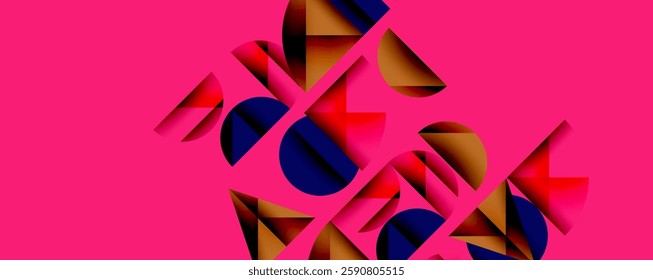Minimal geometric abstract background. Circle square and triangle design