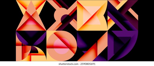 Minimal geometric abstract background. Circle square and triangle design