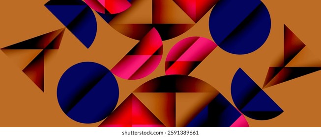 Minimal geometric abstract background. Circle square and triangle design