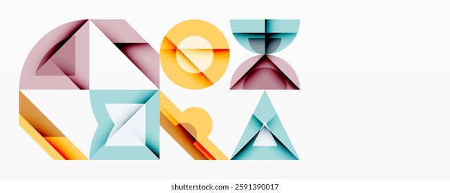 Minimal geometric abstract background. Circle square and triangle design