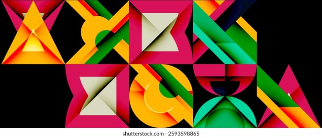 Minimal geometric abstract background. Circle square and triangle design