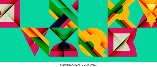 Minimal geometric abstract background. Circle square and triangle design