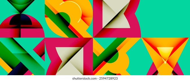 Minimal geometric abstract background. Circle square and triangle design