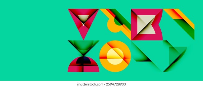 Minimal geometric abstract background. Circle square and triangle design