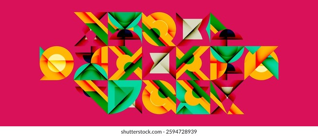Minimal geometric abstract background. Circle square and triangle design