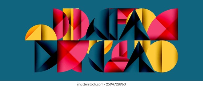 Minimal geometric abstract background. Circle square and triangle design