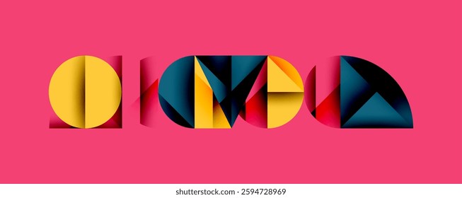 Minimal geometric abstract background. Circle square and triangle design
