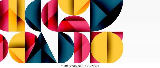 Minimal geometric abstract background. Circle square and triangle design