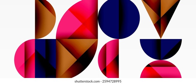 Minimal geometric abstract background. Circle square and triangle design