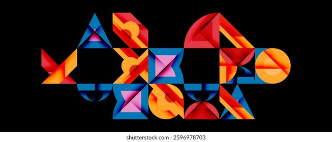 Minimal geometric abstract background. Circle square and triangle design