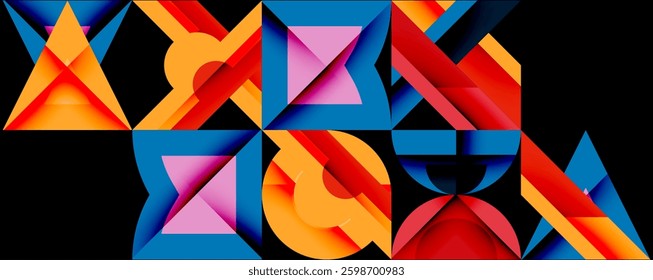 Minimal geometric abstract background. Circle square and triangle design