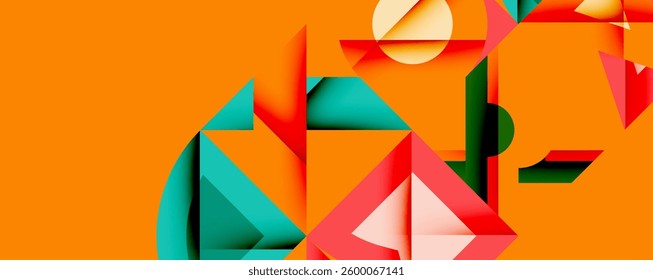 Minimal geometric abstract background. Circle square and triangle design