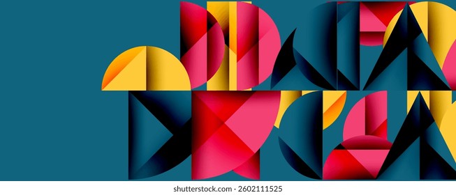 Minimal geometric abstract background. Circle square and triangle design