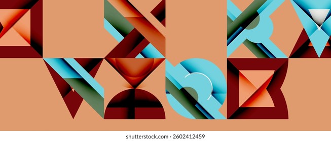 Minimal geometric abstract background. Circle square and triangle design