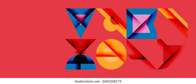 Minimal geometric abstract background. Circle square and triangle design