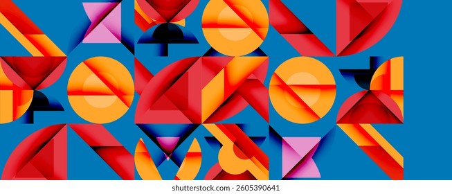 Minimal geometric abstract background. Circle square and triangle design