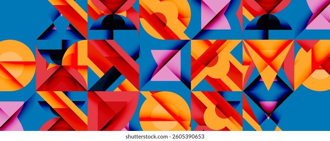 Minimal geometric abstract background. Circle square and triangle design