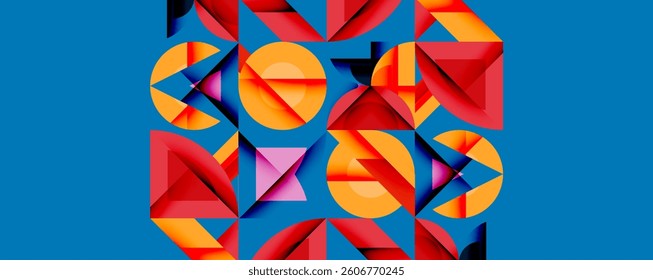 Minimal geometric abstract background. Circle square and triangle design