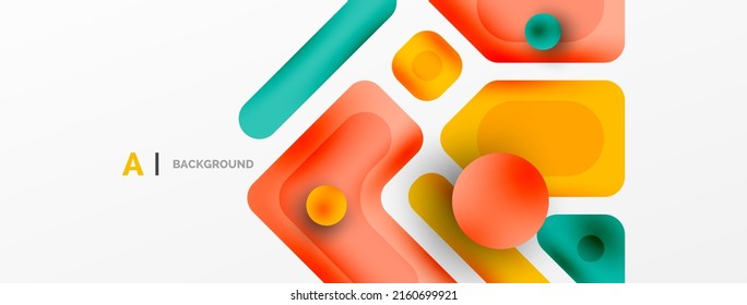 Minimal geometric abstract background. Colorful geometric blocks. Lines, squares and triangles composition wallpaper