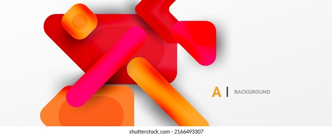 Minimal geometric abstract background. Colorful geometric blocks. Lines, squares and triangles composition wallpaper