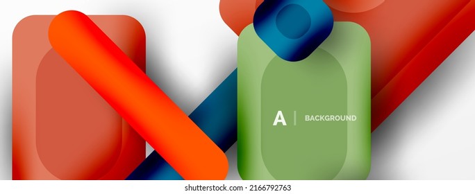 Minimal geometric abstract background. Colorful geometric blocks. Lines, squares and triangles composition wallpaper