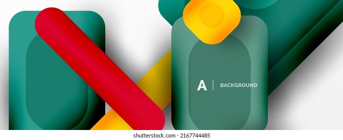 Minimal geometric abstract background. Colorful geometric blocks. Lines, squares and triangles composition wallpaper