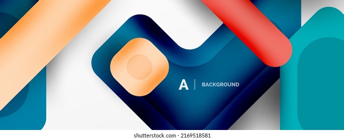 Minimal geometric abstract background. Colorful geometric blocks. Lines, squares and triangles composition wallpaper