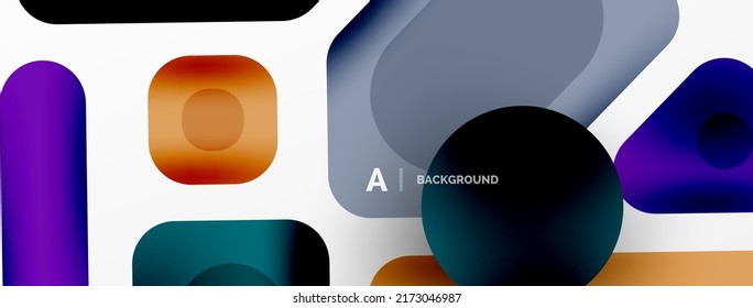 Minimal geometric abstract background. Colorful geometric blocks. Lines, squares and triangles composition wallpaper