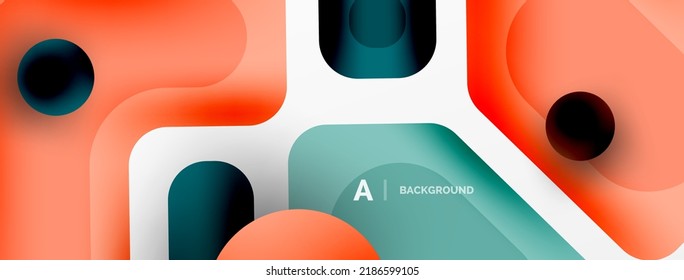 Minimal geometric abstract background. Colorful geometric blocks. Lines, squares and triangles composition wallpaper
