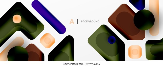 Minimal geometric abstract background. Colorful geometric blocks. Lines, squares and triangles composition wallpaper